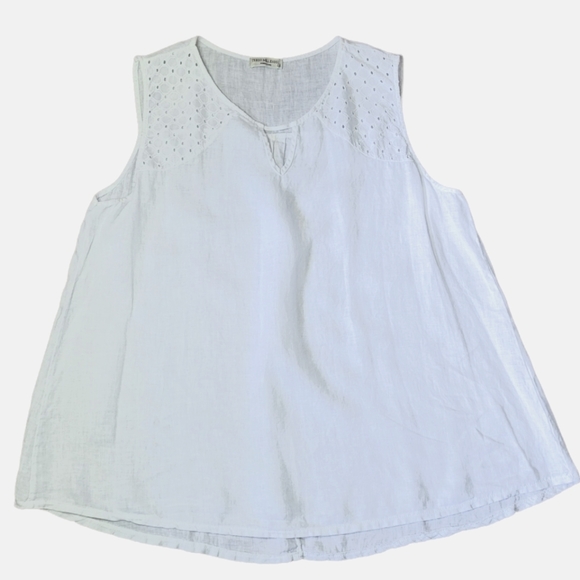 Plus size 1x Italian Made white linen sleeveless top by TERZO MILLENNIO - Picture 1 of 7